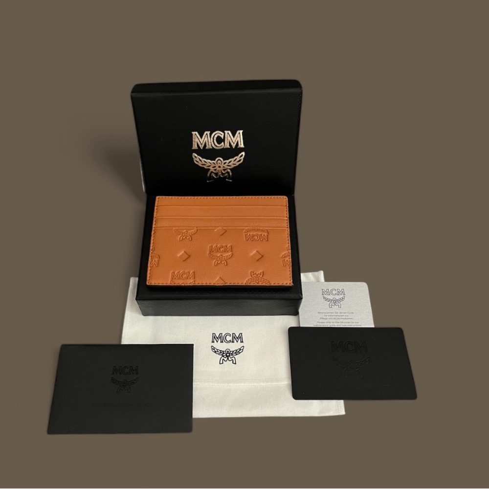 MCM Mini Portuna Visetos Monogram Logo Cardholder Wallet, Full Inclusion! NWOT